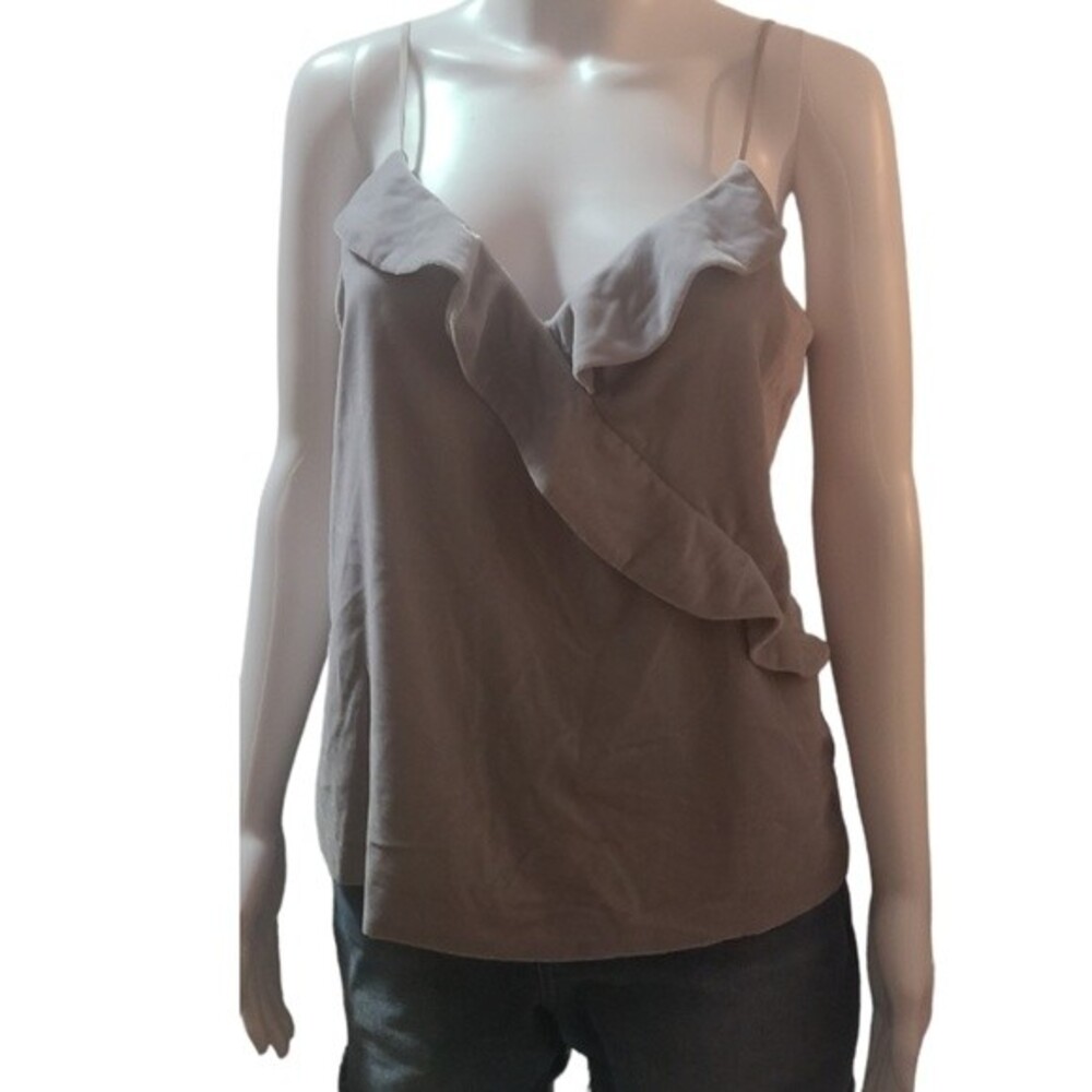 J. Crew Gray Velvet Ruffle Tank Top - Picture 2 of 7